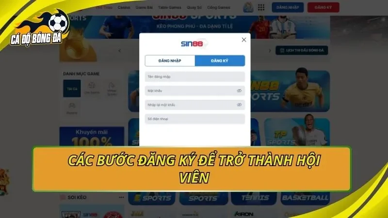 Các bước đăng ký để trở thành hội viên